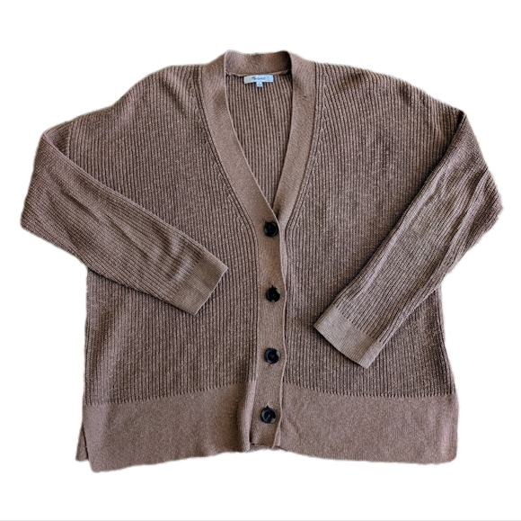 Madewell Sweaters - Madewell Brown Ribbed Button-Front Cardigan